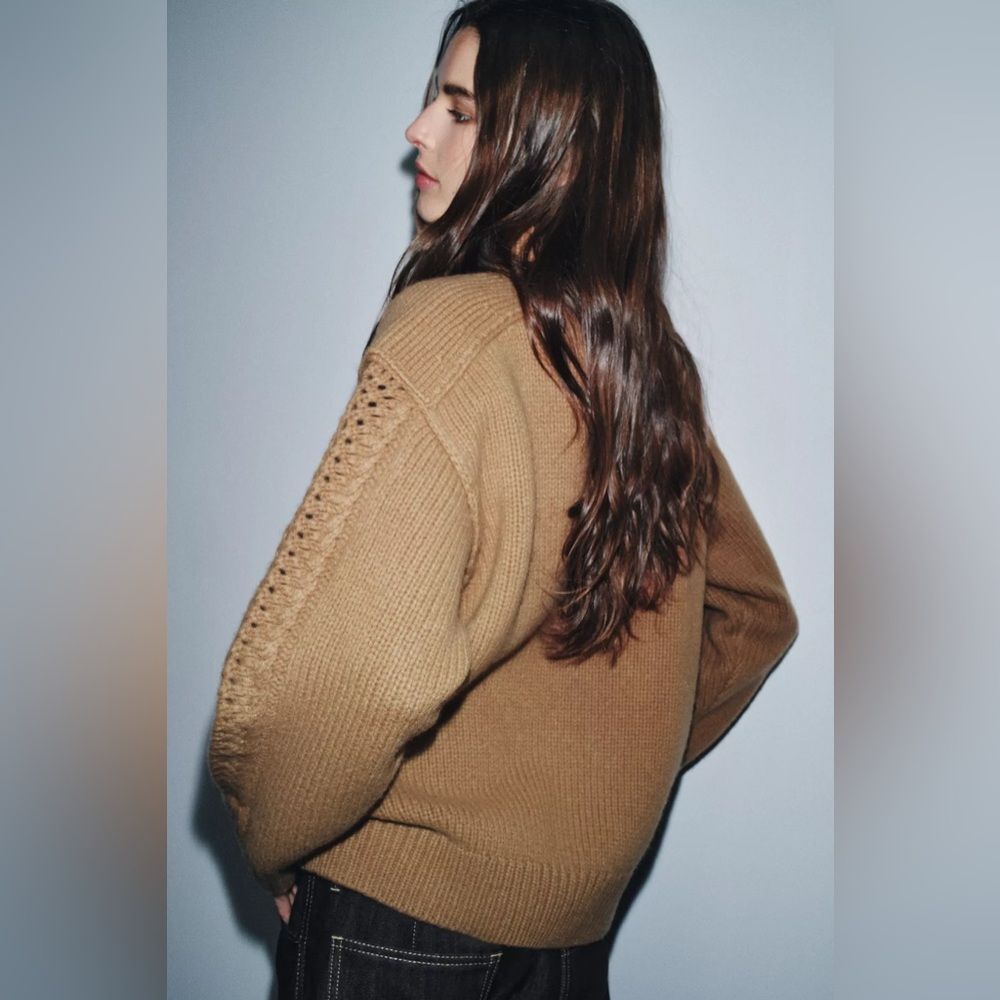 ZARA 100% WOOL TEXTURED JUMPER - Picture 4 of 9